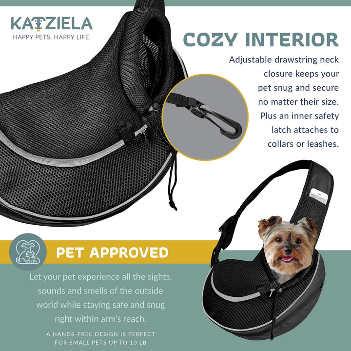 Katziela® Expandable Sling Bag - Front Shoulder Pet Carrier for Small Dog, Cat and Puppy