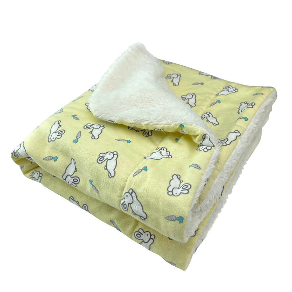 Double Layered Hopping Bunny Flannel/Ultra-Plush Blanket