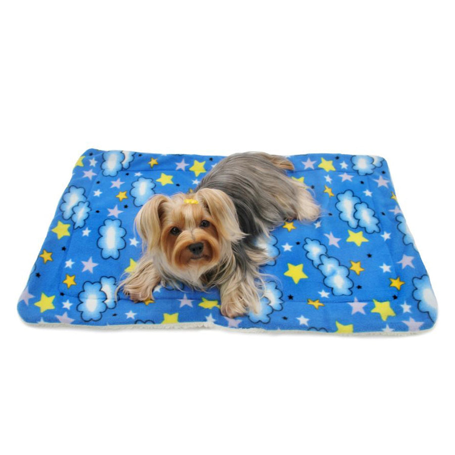 Double Layered Stars and Clouds Fleece/Ultra-Plush Blanket
