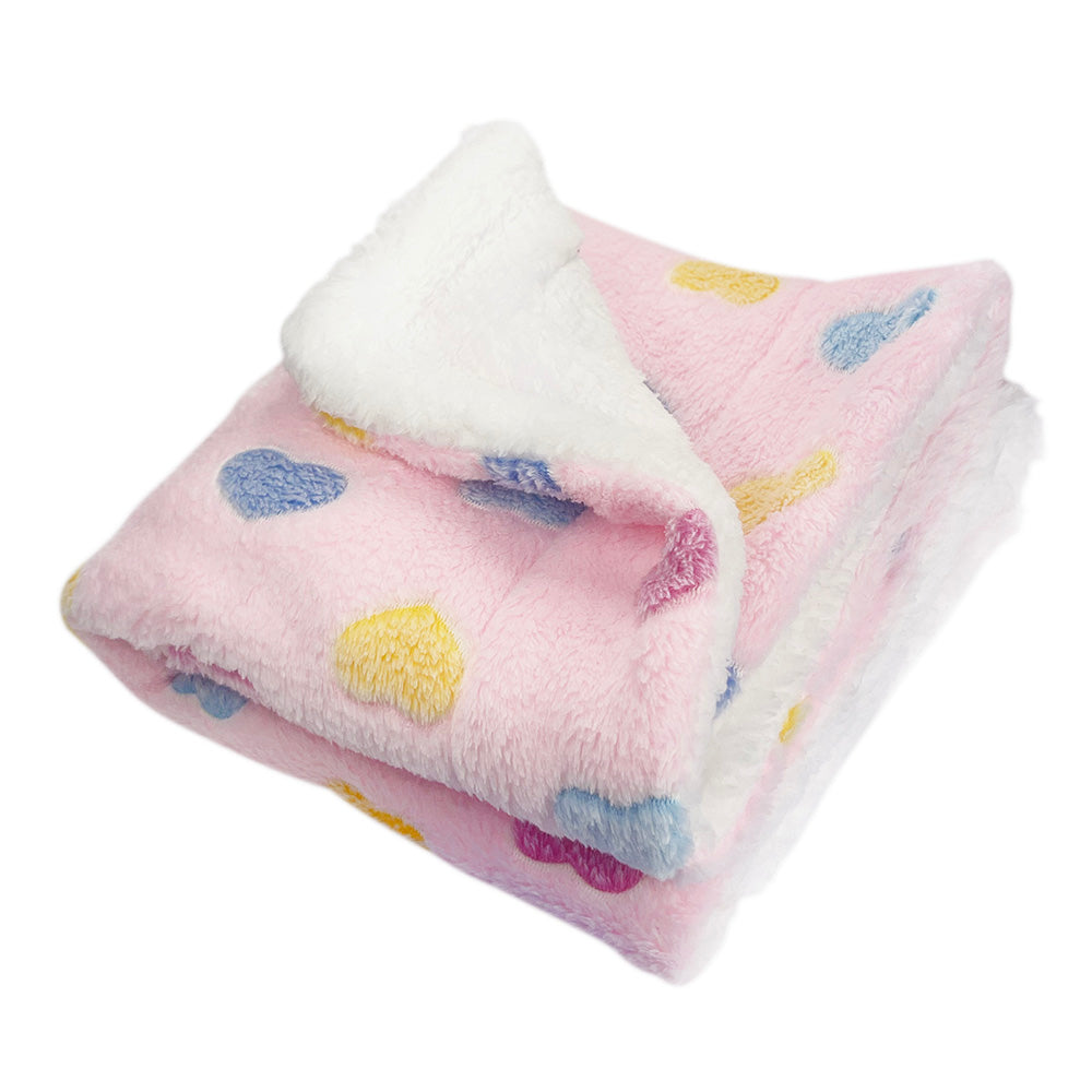 Double Layered Ultra Plush Colorful Hearts Blanket - Pink