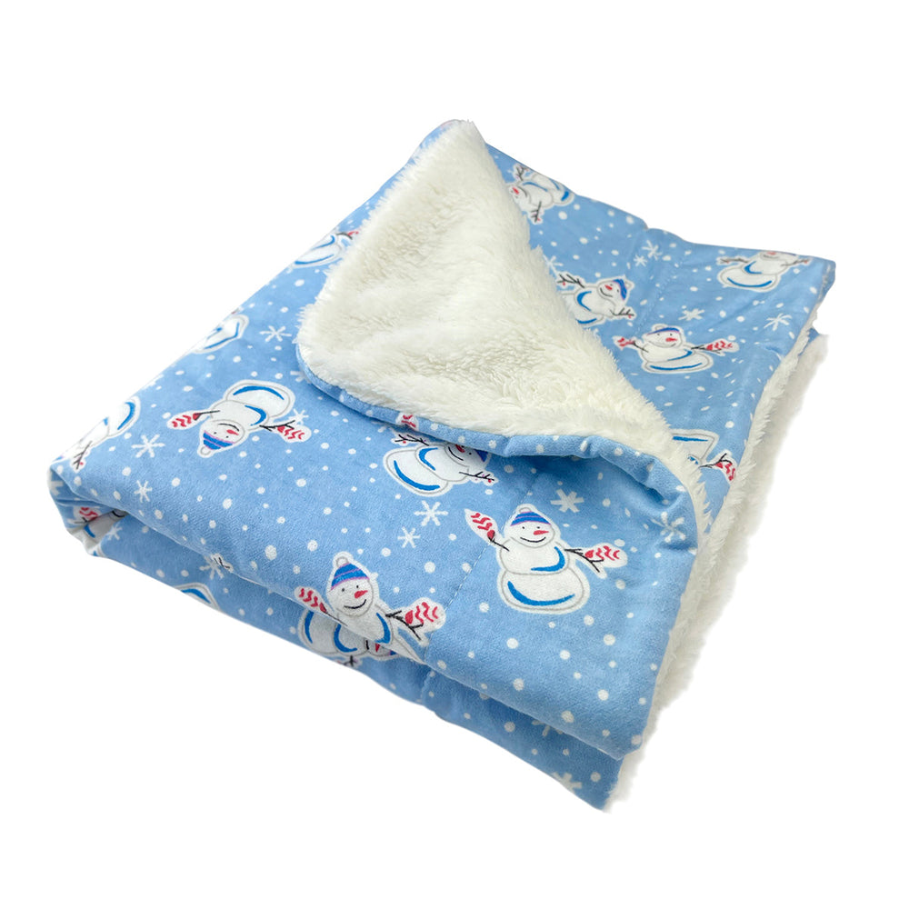 Double Layered Snowman & Snowflakes Flannel/Ultra-Plush Blanket