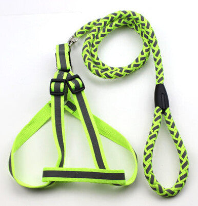 Green Adjustable 2-In-1 Dog Leash And Harness