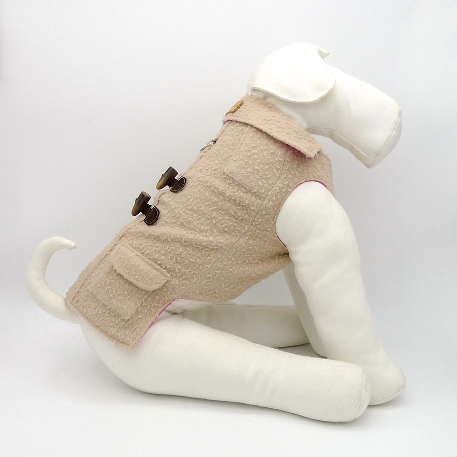 Customized And Made To Measure Dog Coat In Butter Casentino Cloth Emma Firenze
