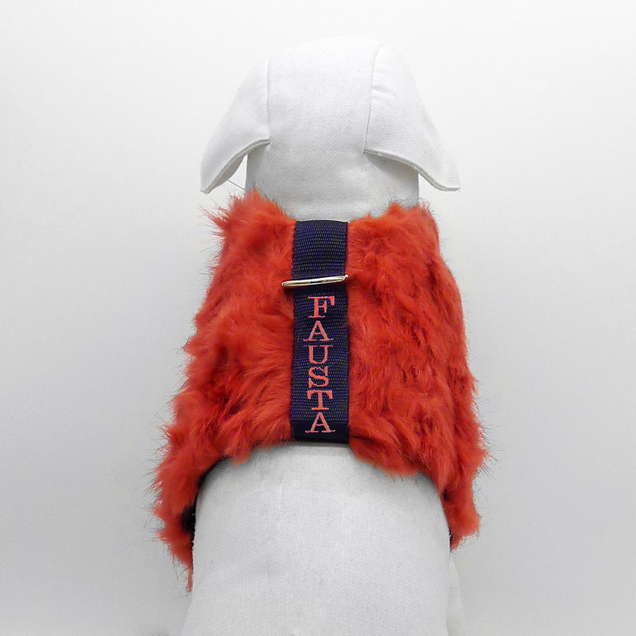 Personalized-designer-faux-fur-dog-harness