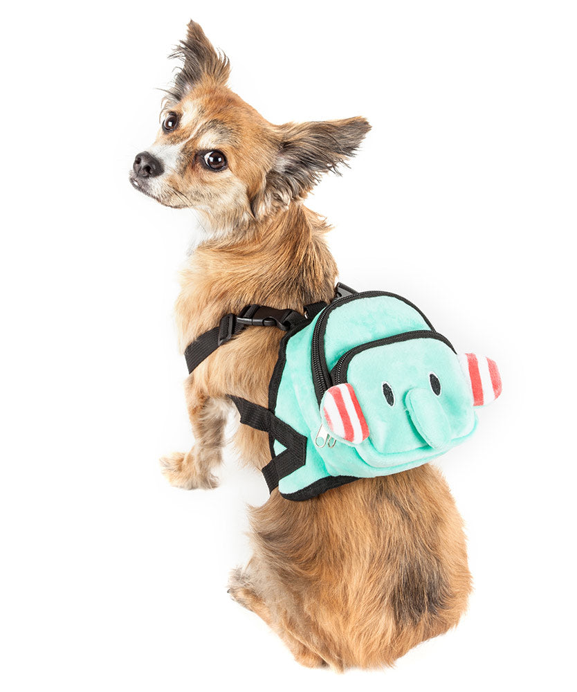 Pet Life 'Dumbone' Dual-Pocketed compartmental animated Blue Dog Harness Backpack