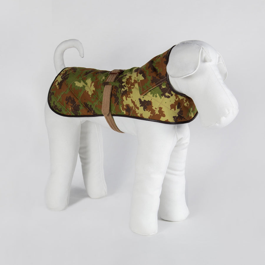 Reversible Coat For Dogs In Camouflage Fabric And Beige Cashmere Emma Firenze