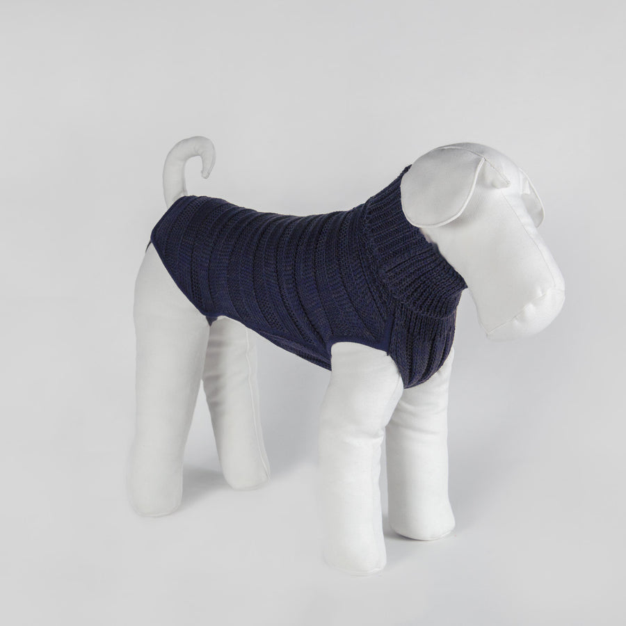 Bespoke Sweater For Dogs In Blue Wool Emma Firenze