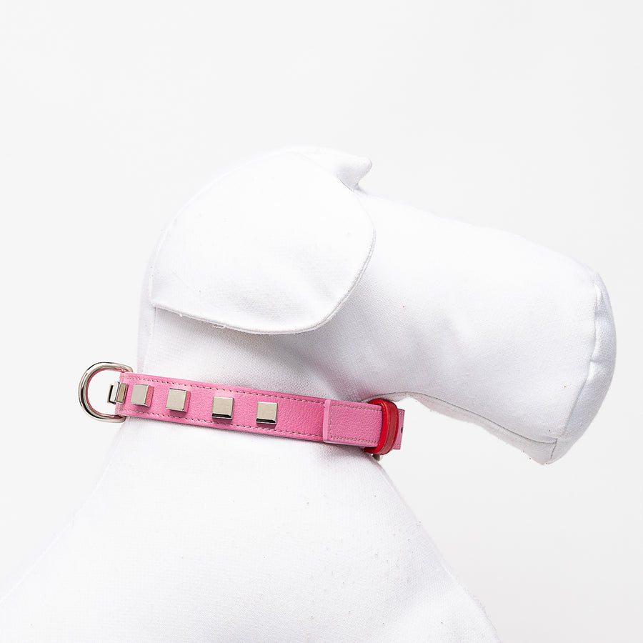 Fashion Collar For Dogs In Pink And Red With Studs Emma Firenze