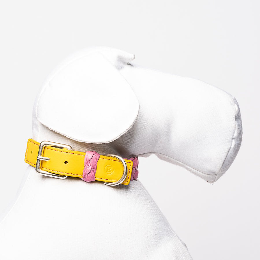 Collar For Dogs In Pink And Yellow Leather Emma Firenze