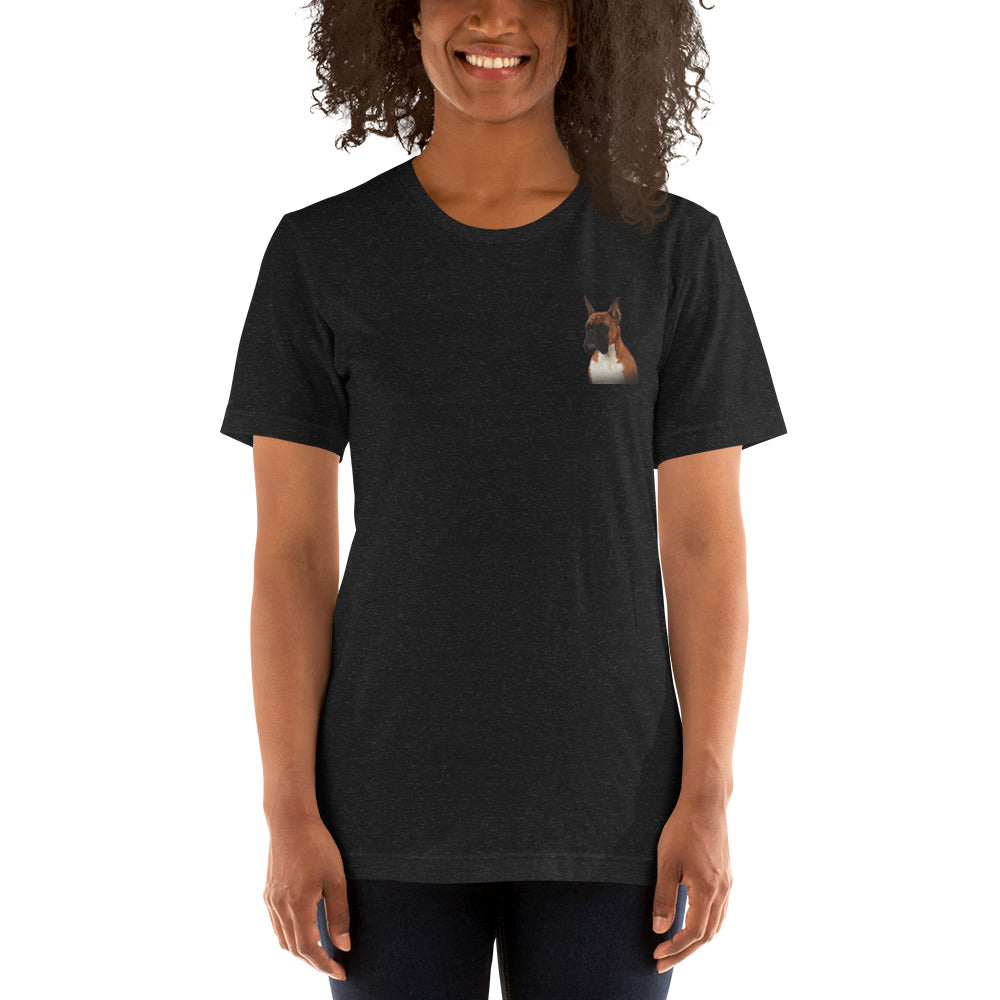 Women's Embroidered Boxer Dog T-Shirt